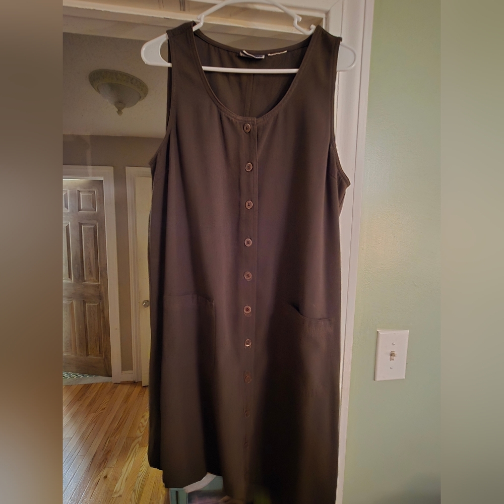 Brown Button-Down Sleeveless Dress